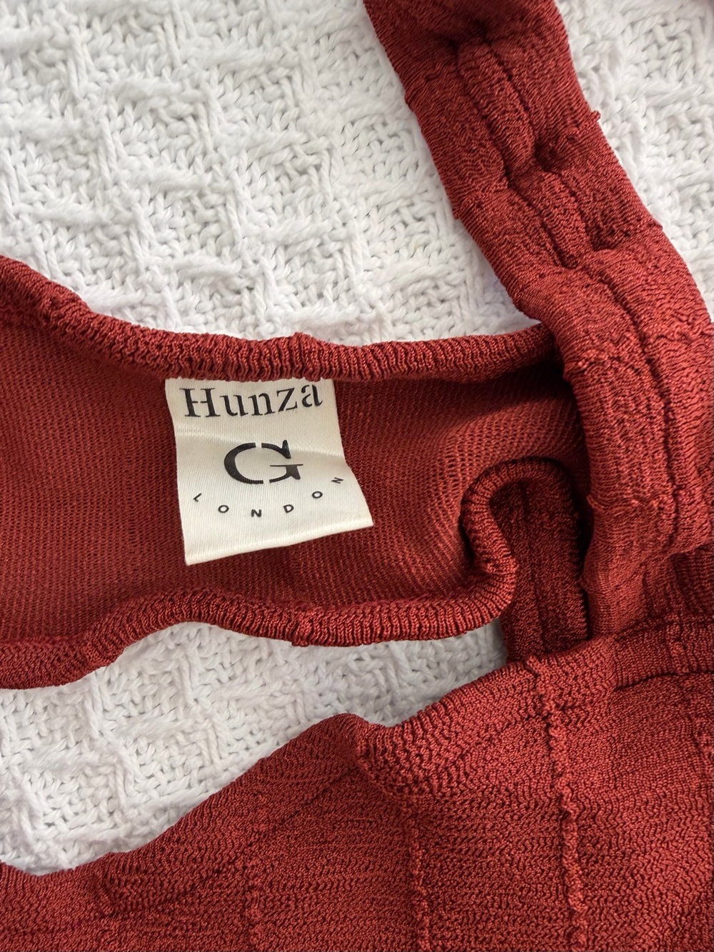 Hunza G Ribbed Two-Piece Bikini in Deep Rust - Picture 3 of 3